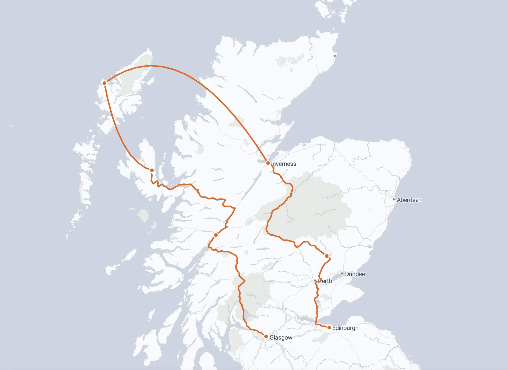 Scotland road trip itinerary map